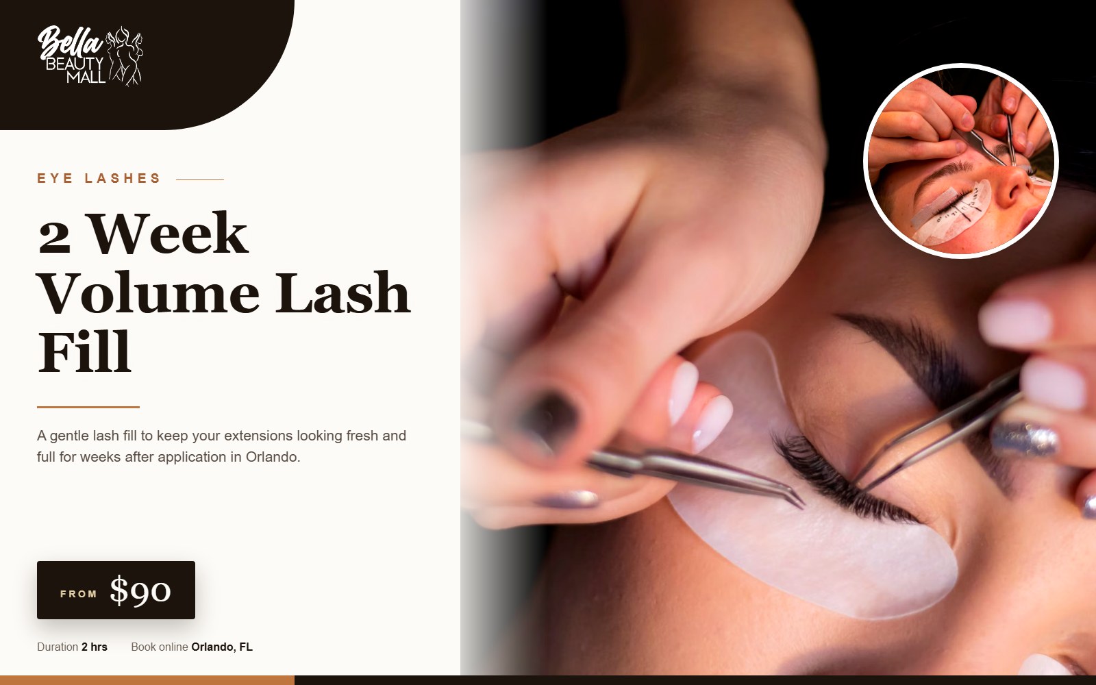 2 Week Volume Lash Fill at Bella Beauty Mall in Orlando, FL
