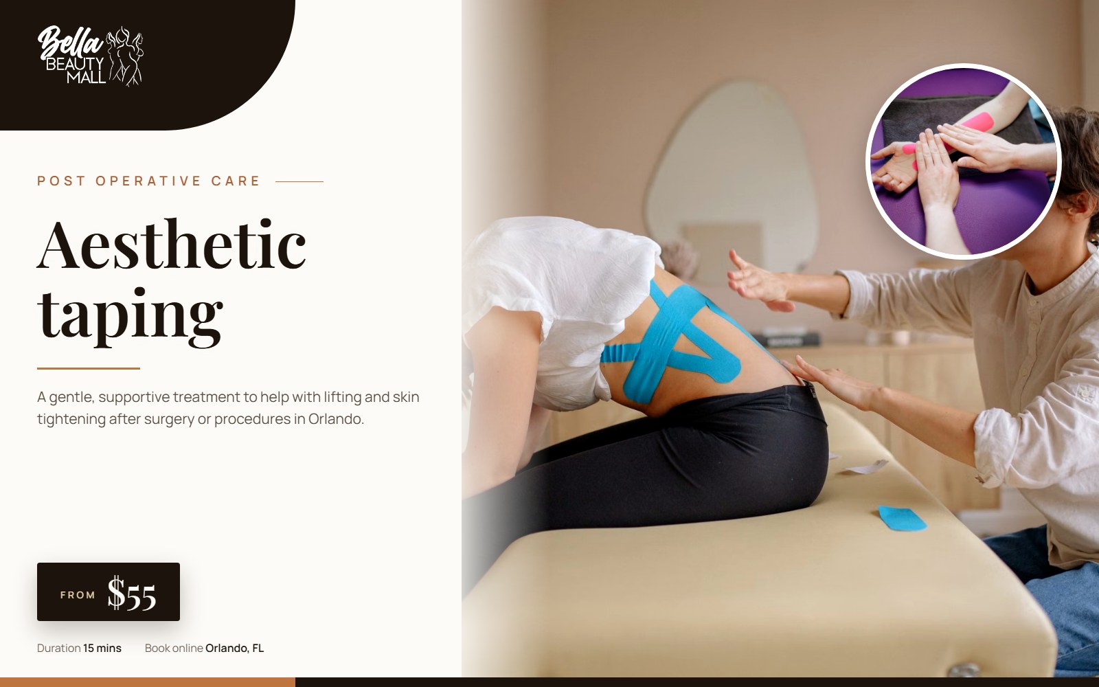 Aesthetic taping at Bella Beauty Mall in Orlando, FL