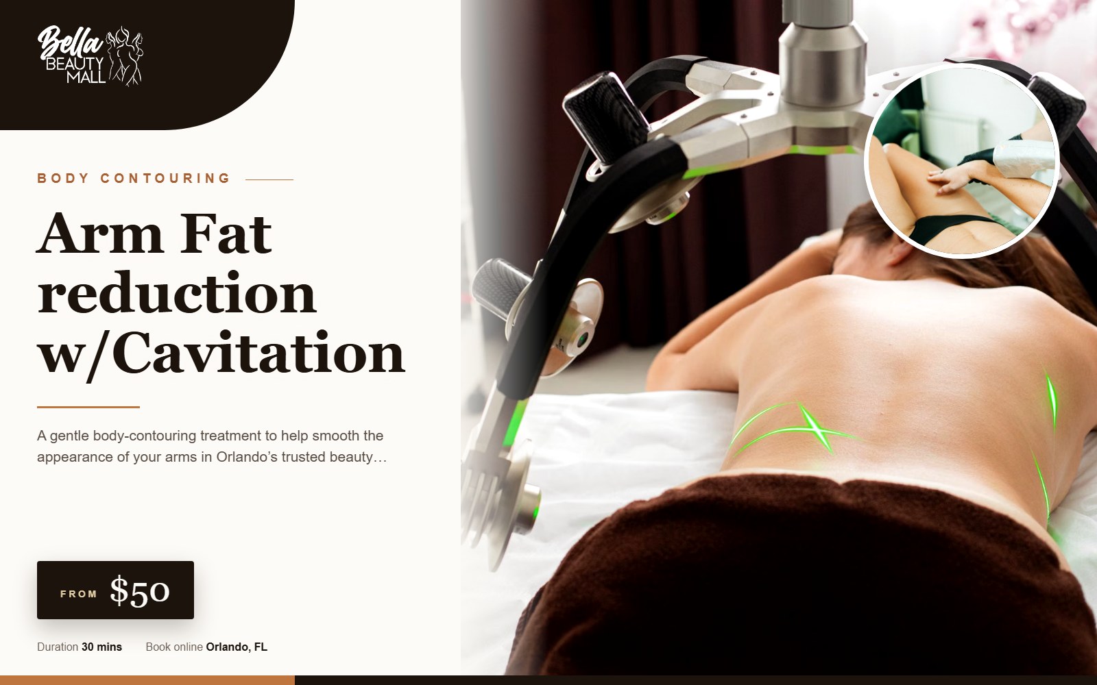 Arm Fat reduction w/Cavitation at Bella Beauty Mall in Orlando, FL
