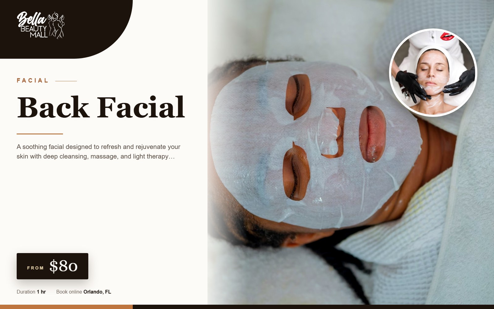 Back Facial at Bella Beauty Mall in Orlando, FL