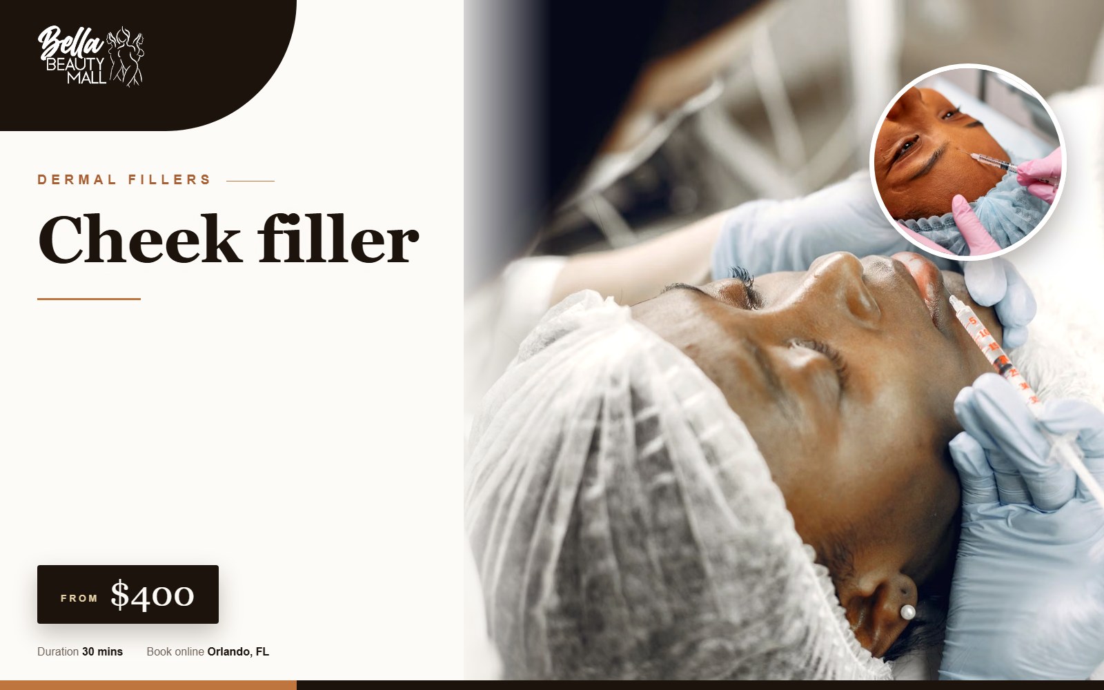 Cheek filler at Bella Beauty Mall in Orlando, FL