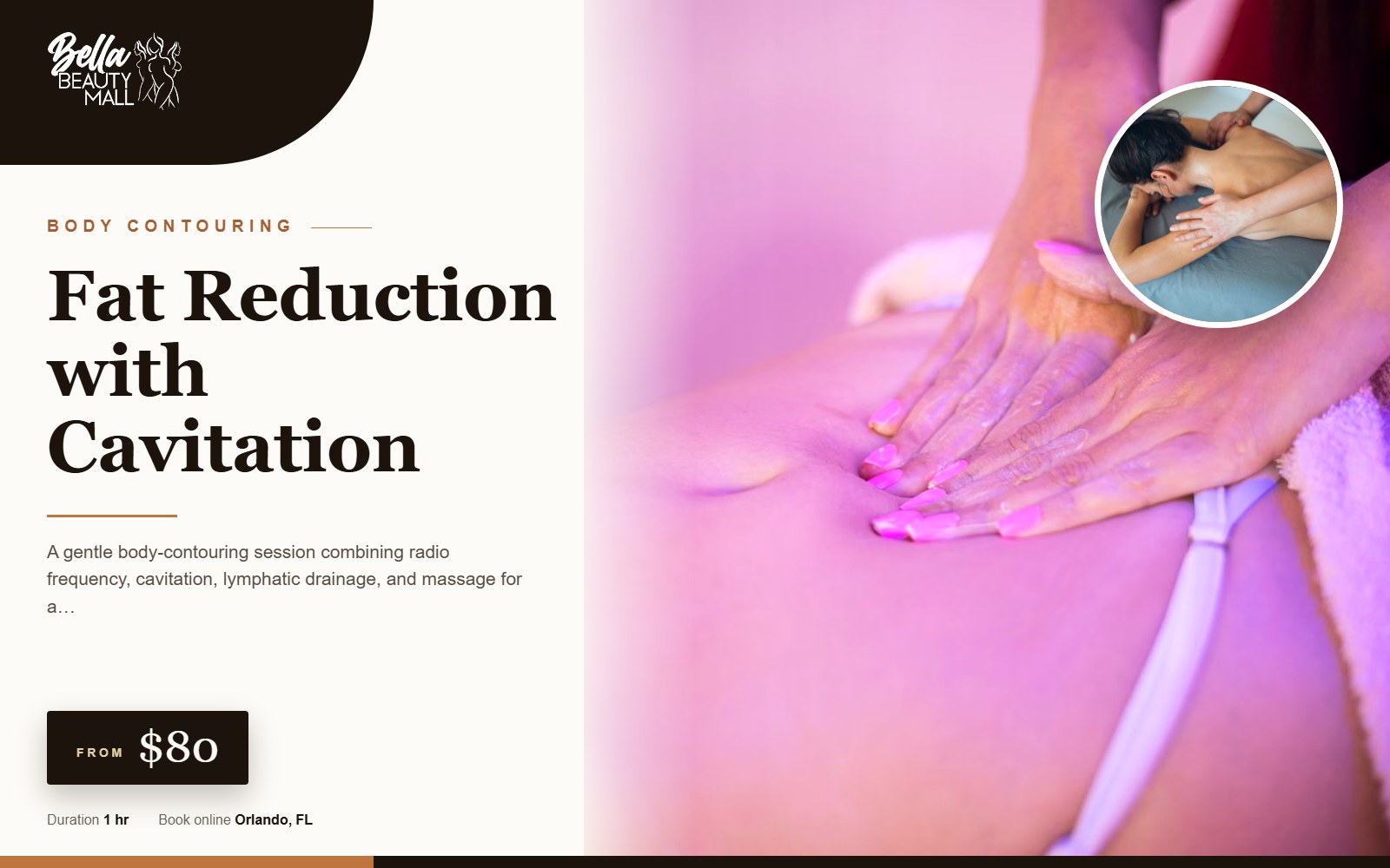 Fat Reduction with Cavitation at Bella Beauty Mall in Orlando, FL