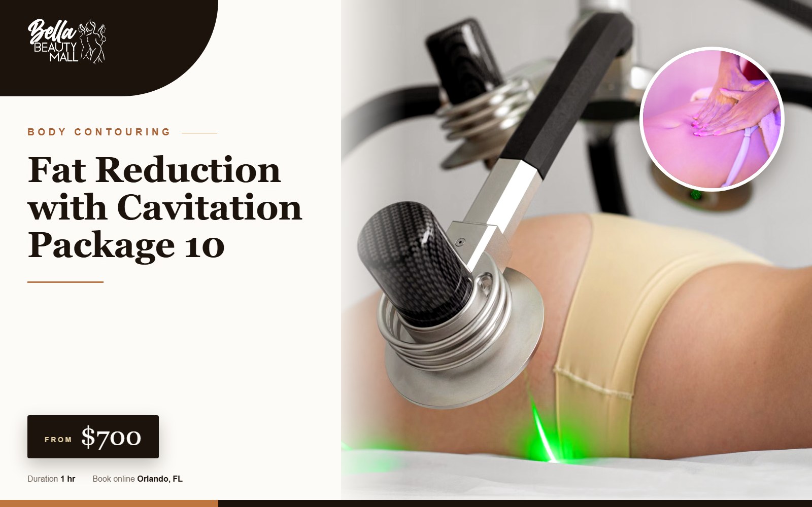 Fat Reduction with Cavitation Package 10 at Bella Beauty Mall in Orlando, FL