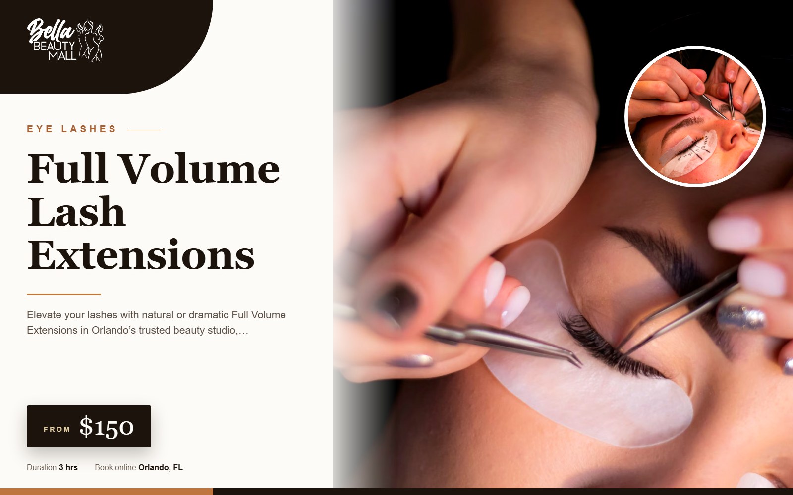 Full Volume Lash Extensions at Bella Beauty Mall in Orlando, FL