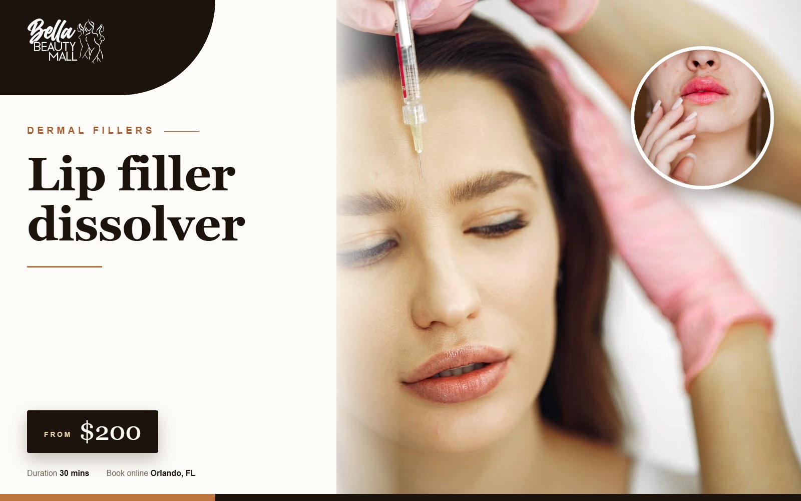 Lip filler dissolver at Bella Beauty Mall in Orlando, FL