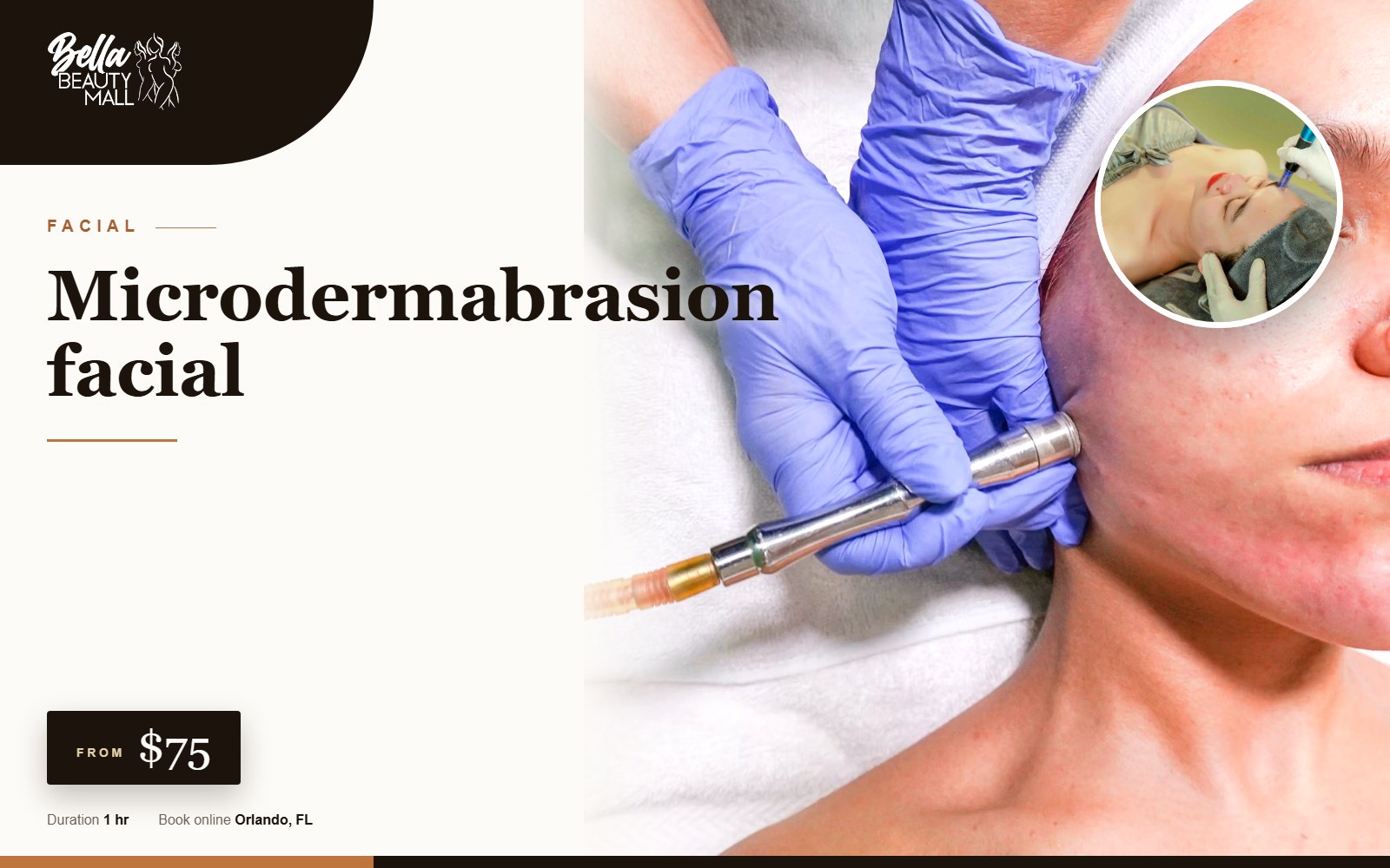 Microdermabrasion facial at Bella Beauty Mall in Orlando, FL