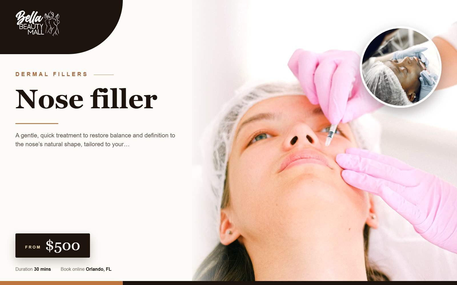 Nose filler at Bella Beauty Mall in Orlando, FL