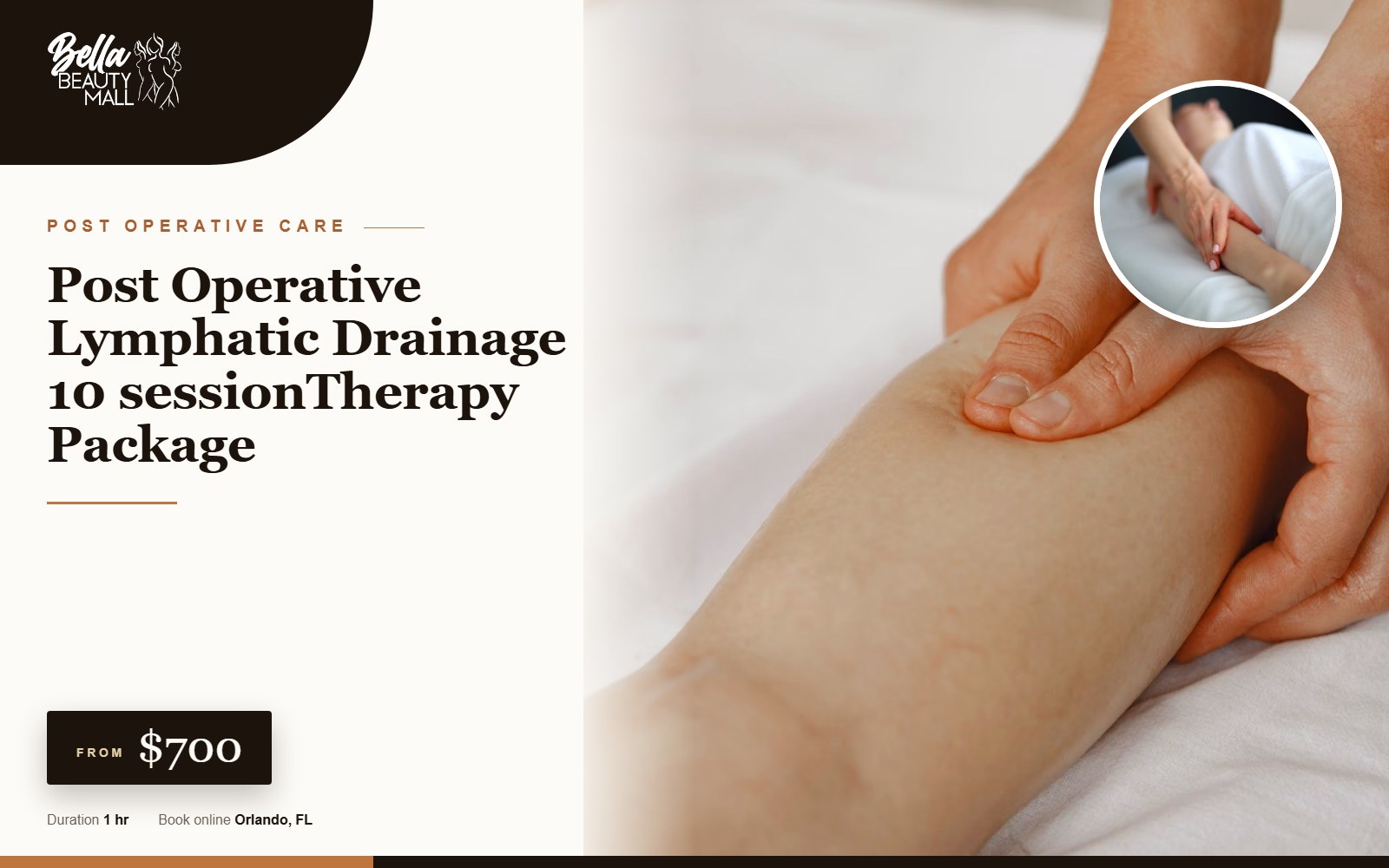 Post Operative Lymphatic Drainage 10 sessionTherapy Package at Bella Beauty Mall in Orlando, FL