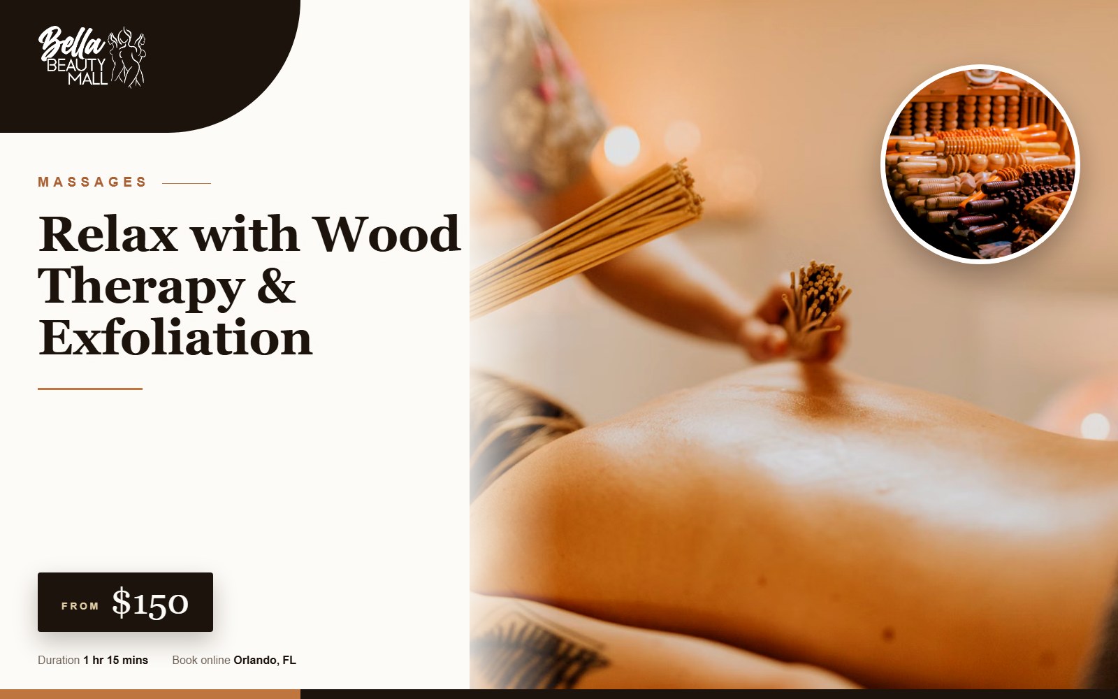 Relax with Wood Therapy & Exfoliation at Bella Beauty Mall in Orlando, FL