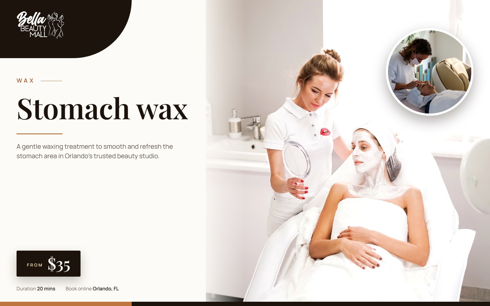 Stomach wax at Bella Beauty Mall in Orlando, FL