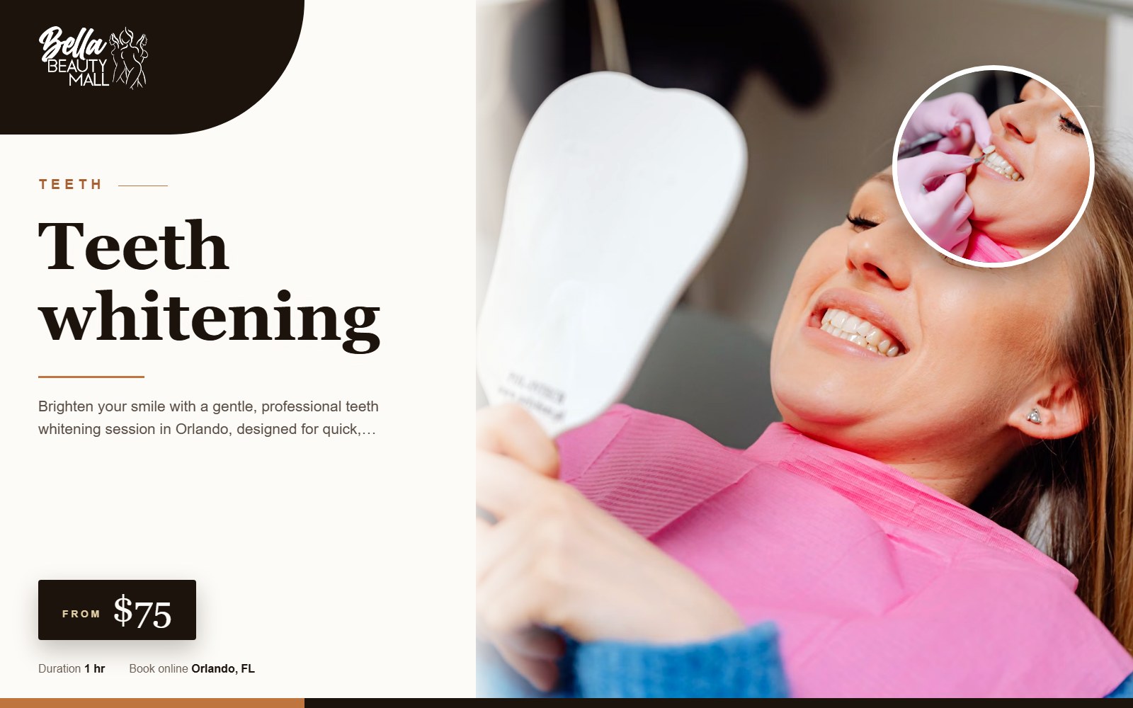 Teeth whitening at Bella Beauty Mall in Orlando, FL