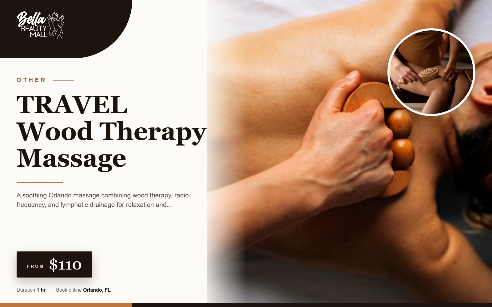 TRAVEL Wood Therapy Massage at Bella Beauty Mall in Orlando, FL