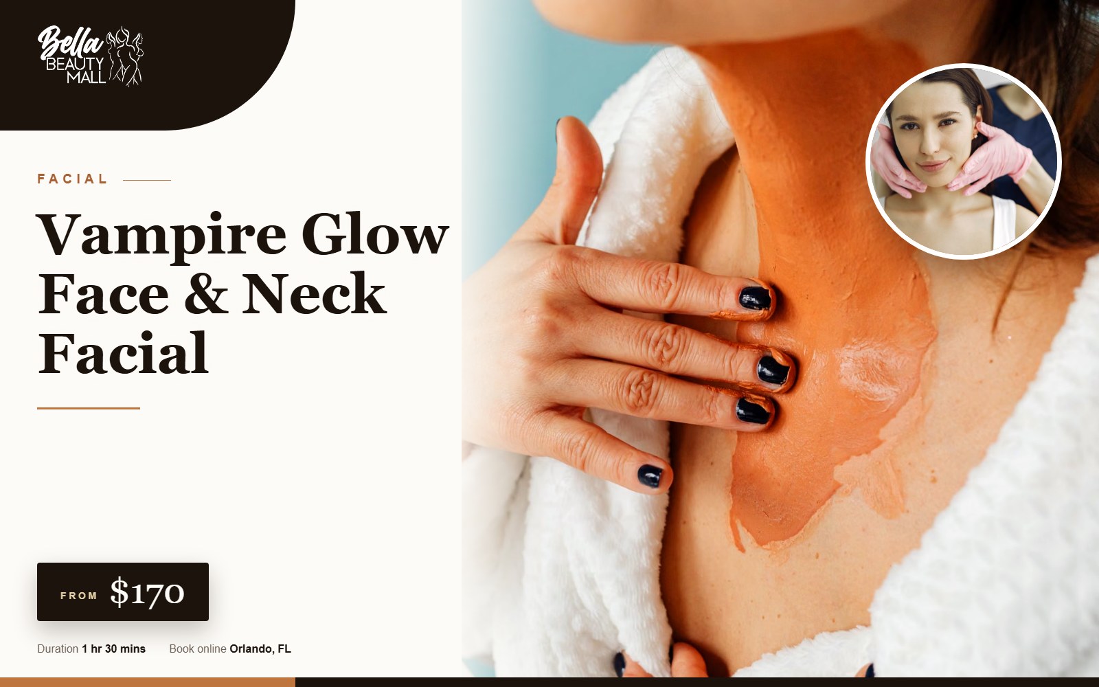 Vampire Glow Face & Neck Facial at Bella Beauty Mall in Orlando, FL